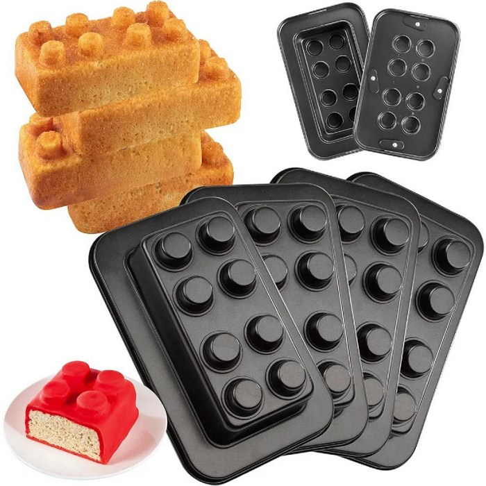 CucinaPro Brick Building Cake Pan Mold, 4 Pack- Build, Decorate, Stack ...