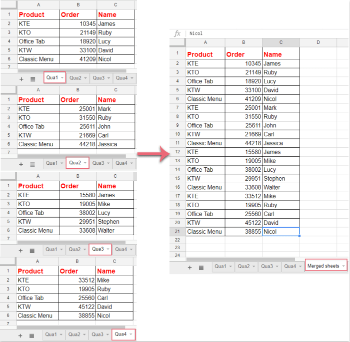 Combine Data From Multiple Worksheets