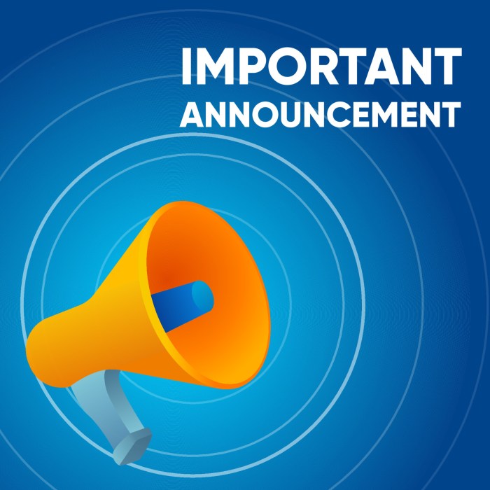 Important announcement banner for poster or social post. Background and ...